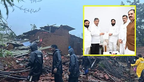 इर्शाळवाडीसाठी मंत्री चंद्रकांत पाटील यांच्याकडून ११ लाखांचे धनादेश मुख्यमंत्र्यांकडे सुपूर्द