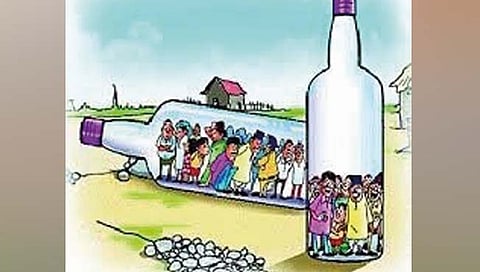 सातारा : आडवी बाटली पुन्हा उभी करण्यासाठी आटापिटा; मेढा बाजार चौकात बॅनर