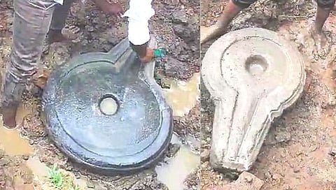 चंद्रपूरात मंदिर सभागृह खोदकामात आढळली दोन शिवलिंग 