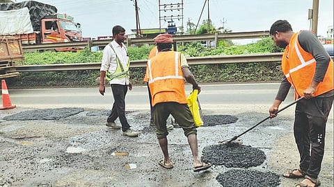 ‘पुढारी’च्या दणक्यानंतर महामार्गाची दुरूस्ती