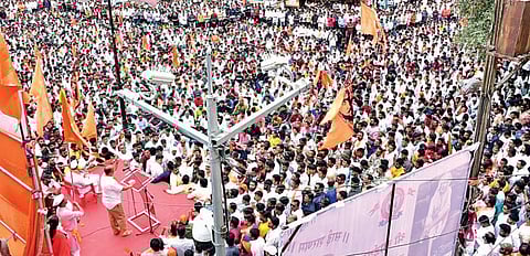 घोषणांनी दुमदुमले नगर ! हिंदू समाजाचा विराट मोर्चा