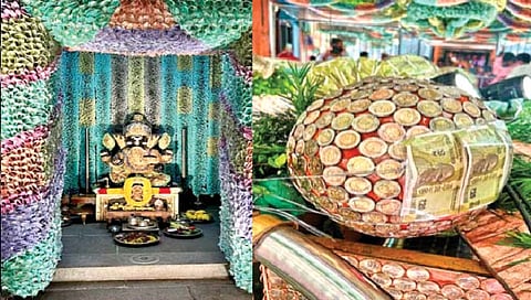 Ganesh Chaturthi 2023 | अडीच कोटींच्या नोटांनी सजवले गणेश मंदिर!