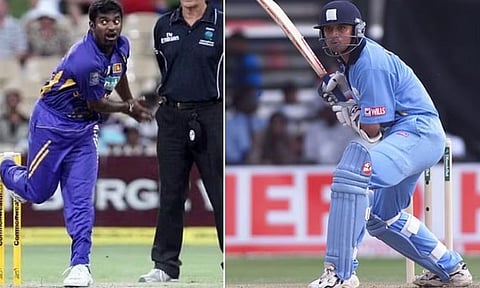  मुथय्‍या मुरलीधरन आणि राहुल द्रविड संग्रहित छायाचित्र.