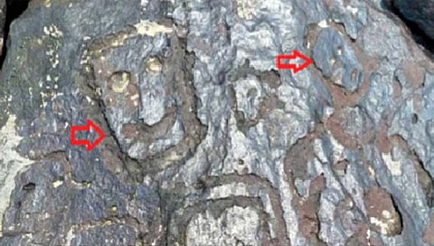 नदीचे पाणी आटल्यावर दिसले ‘मानवी चेहरे’!