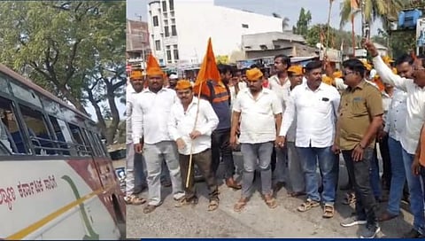 जतमध्ये मराठा समाज आक्रमक; कर्नाटकच्या बसवर दगडफेक, टायरी पेटवून सरकारचा निषेध