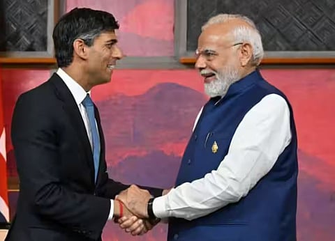 पंतप्रधान नरेंद्र माेदी-ब्रिटनचे पंतप्रधान ऋषी सुनक ( . संग्रहित छायाचित्र )