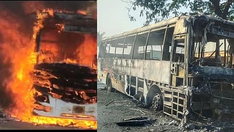 नाशिक : चांदोरी नजीक धावत्या शिवशाहीला भीषण आग; सुदैवाने जीवित हानी टळली