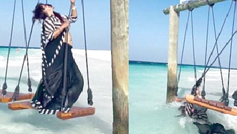 समुद्रातील झुल्यावरून तिचा पाय घसरला अन्!