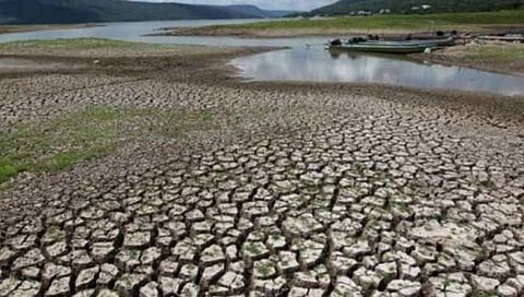 दिंडोरी तालुक्यातील कोरडे ठाक पडलेले ओझरखेड धरण( छाया ; अशोक निकम)