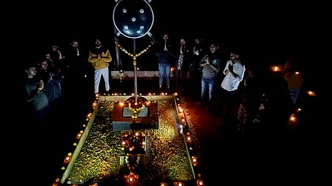 The historic Pawankhind lit up with hundreds of lamp  
