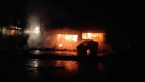 A major fire broke out at medical stores including RB Bakery in Kankavli city
