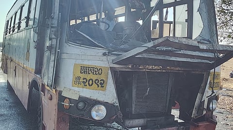 Basavakalyan-Tuljapur ST bus suddenly caught fire