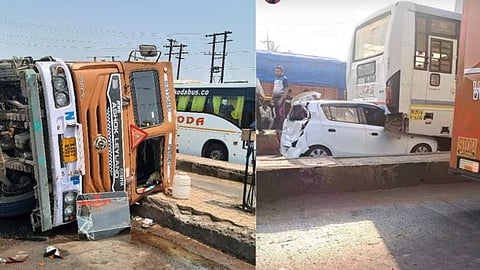 Phaltan devotees on their way to Adamapur met with an accident at Kini toll gate