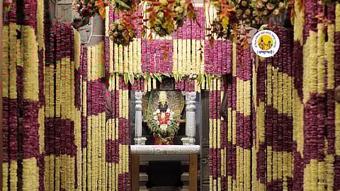 Attractive floral decorations at Shri Vitthal Rukmini Temple on the occasion of Gudi Padwa
