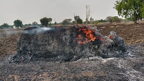  Adgaon Shivara, fodder stack burnt
