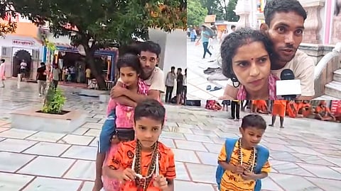 Shravan 2025 wife carries husband to Haridwar