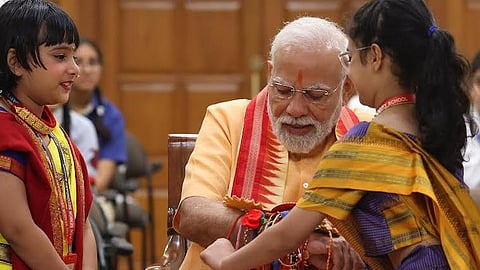 PM Modi celebration Raksha Bandhan children
