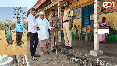 95 year old couple voting Shahuwadi
