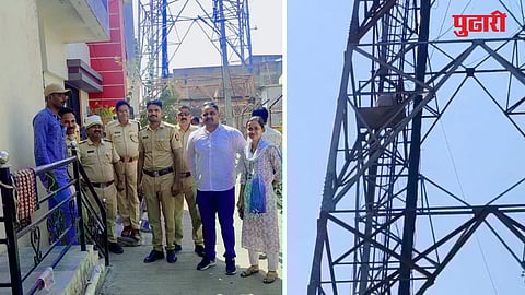 youth climbed a mobile tower Majalgaon