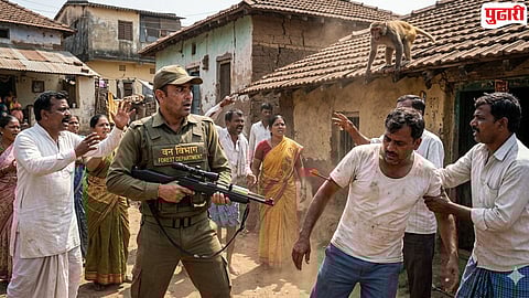 Yavatmal News : पिसाळलेल्या माकडाला जेरबंद करताना वन विभागाचा थरार; बेशुद्धीचे इंजेक्शन नागरिकालाच लागले