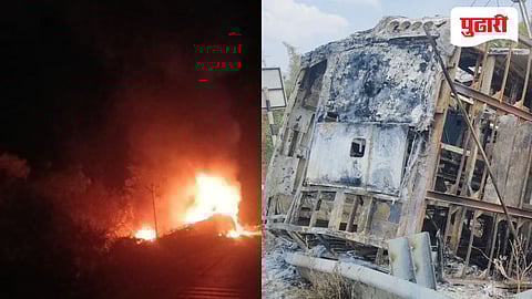 Beed accident news | मृत्यूच्या दारात धावून आले 'देवदूत'! केज-मांजरसुंबा रोडवर 'दी बर्निंग बस'मधून २० प्रवाशांची सुरक्षित सुटका