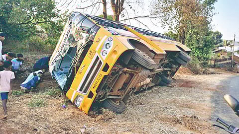 school bus overturned elephant
