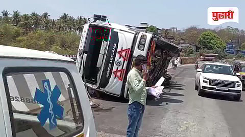Ratnagiri accident | मुंबई–गोवा राष्ट्रीय महामार्गावर रसायन वाहतूक टँकर उलटला; चालक गंभीर जखमी