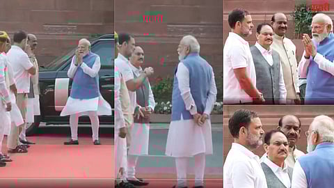 पहिला स्मित हास्य, मग नमस्कार, पंतप्रधान नरेंद्र मोदी आणि राहुल गांधी असे भेटले