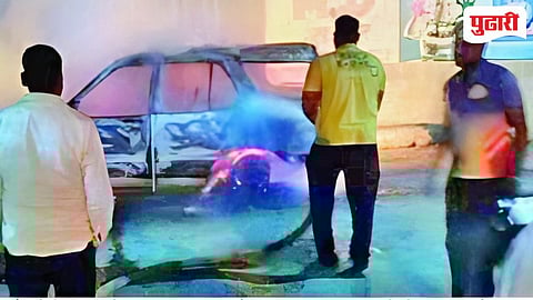 किरकोळ वादातून युवकावर कत्तीने वार; संतप्त जमावाने स्कॉर्पिओ जाळली