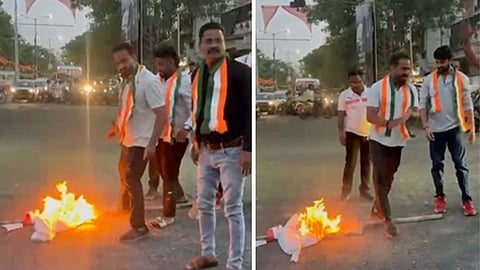 Dhirendra Shastri effigy burning Nagpur