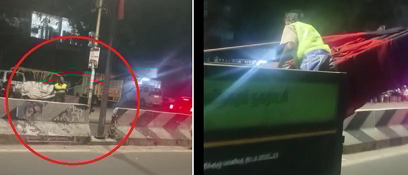 தேனி உதயநிதி பரப்புரை | கொடி ஊன்றும் பணியில் தூய்மை பணியாளர்கள்! | Sanitary Workers worked for DMK on Minister Udayanidhi visit in Theni 