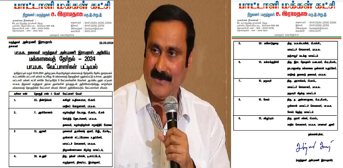 மக்களவைத் தேர்தல் 2024 | வேட்பாளர்கள் பட்டியலை வெளிட்டது பாமக; இயக்குநர் தங்கர்பச்சான் போட்டி! / PMK candidate list for 2024 lok sabha election