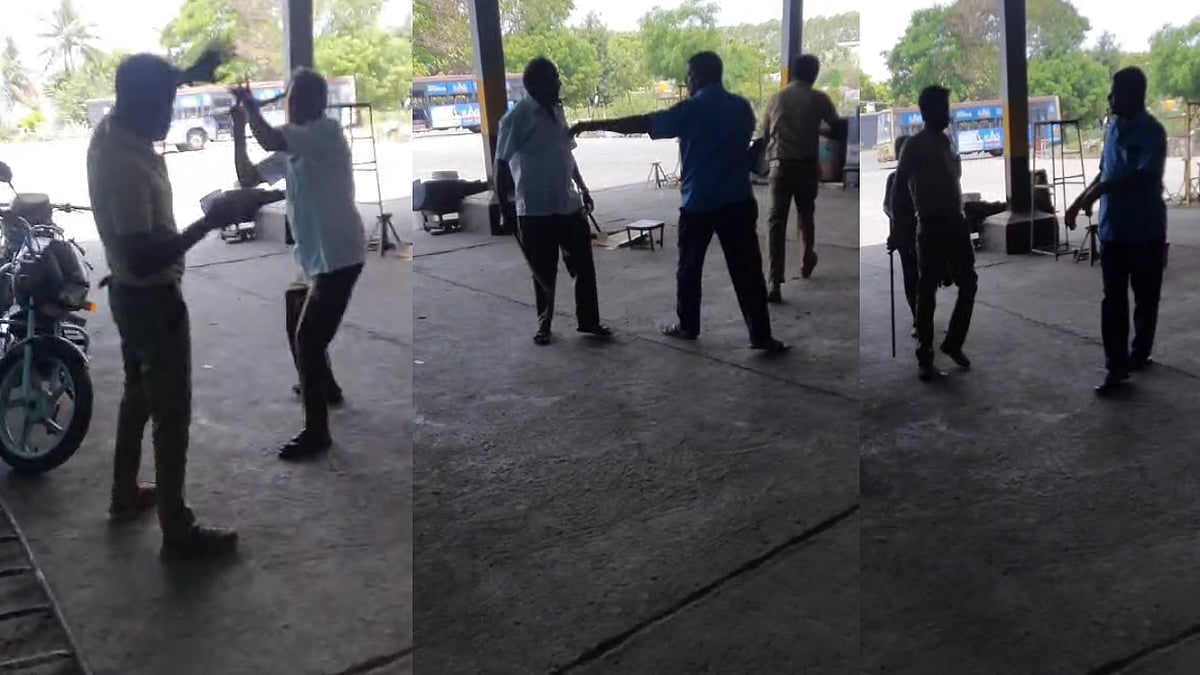 Clash of TN Bus employee and conductor in chennai kundrathur | நடத்துநரை கட்டையால் அடித்த மேலாளர்.. மேனேஜரை இரும்பு ராடால் அடித்த நடத்துநர்