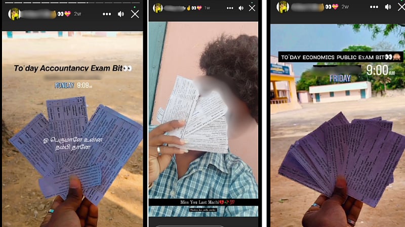 “12ஆம் வகுப்பு பொதுத்தேர்வில் பிட்” - இன்ஸ்டாவில் அரசுப்பள்ளி மாணவர் அதிர்ச்சி வீடியோ | Vellore govt school 12th student posts shocking video in Insta