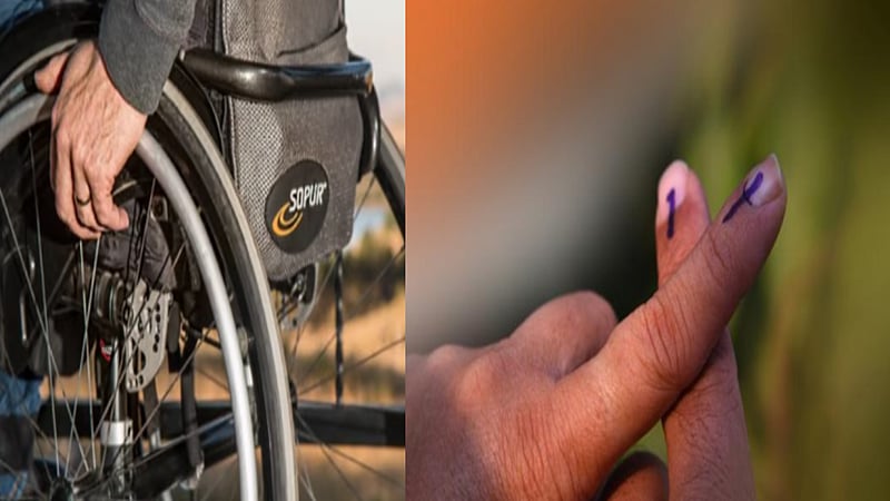 முதியவர்கள் மாற்றுத்திறனாளிகளிடம் வீட்டில் இருந்தே சேகரிக்கப்பட்ட வாக்குகள் / election team collect postal votes from differently abled and old people