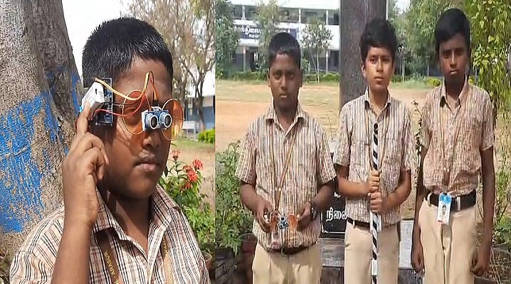 சென்சாருடன் கூடிய Blind Stick-ஐ உருவாக்கிய கோவை அரசு பள்ளி மாணவர்கள் / Coimbatore Government School students developed Blind Stick with sensor