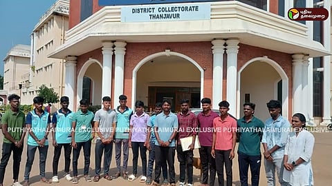 தேசிய போட்டியில் கலந்துகொள்ள அனுமதி மறுத்ததாக போராடிய தஞ்சை தமிழ்ப் பல்கலைக்கழக மாணவர்கள்