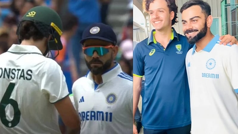 தோள்பட்டை மோதலுக்கு பிறகு விராட் கோலி உடன் பேசியதை வெளிப்படுத்திய கான்ஸ்டாஸ் /  Sam konstas reveals chat with Virat Kohli after shoulder clash