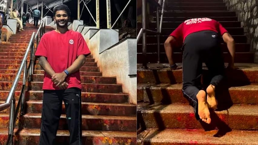 ஆந்திரா திருப்பதி கோயிலில் முட்டிபோட்டு படியேறிய நிதிஷ் குமார் ரெட்டி / Nitish Kumar Reddy Climbs Stairs On Knees in tirupati temple andhra