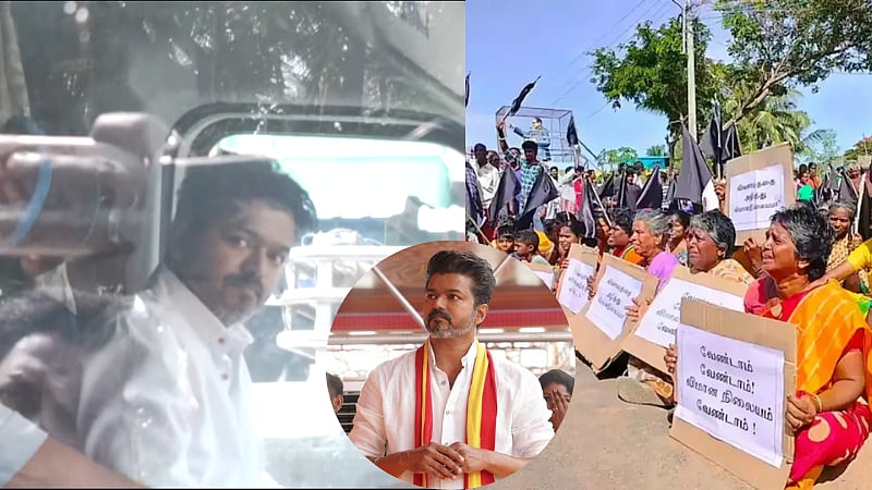 பரப்புரை வாகனத்தில் வந்துகொண்டிருக்கிறார் விஜய் / Vijay meets the people of Paranthur