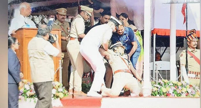 கேரளா குடியரசு தின விழாவில் கேரள காவல் ஆணையர் மயங்கி விழுந்து பரபரப்பு / Kerala Police Commissioner fainted during Kerala Republic Day celebrations