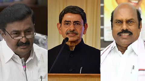 அமைச்சர் சாமிநாதன் - ஆளுநர் ரவி - அமைச்சர் எவ வேலு