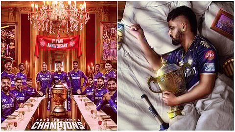 KKR post Title Win Anniversary Picture Excluding Shreyas Iyer Fans reacts angry