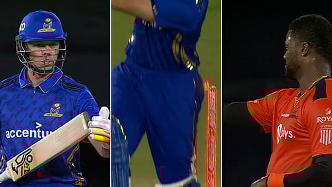 Michael Bracewell tried to take a review after getting bowled out