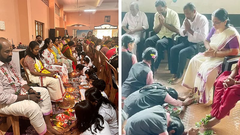 கேரளா | ஆசியர்களுக்கு மாணவர்கள் பாத பூஜை... அடிமைத்தனமா... கலாசாரமா..?