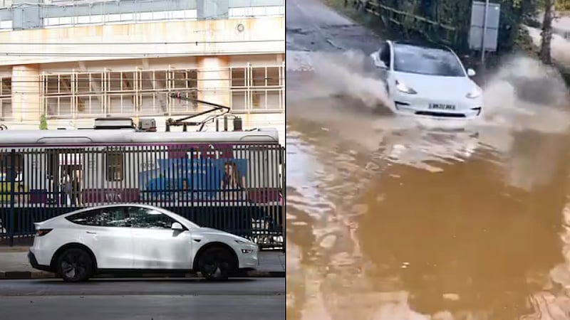 இந்தியாவில் டெஸ்லா கார்.. மும்பையின் பருவமழைக்கு தாக்கு பிடிக்குமா? வைரல் வீடியோ..! 