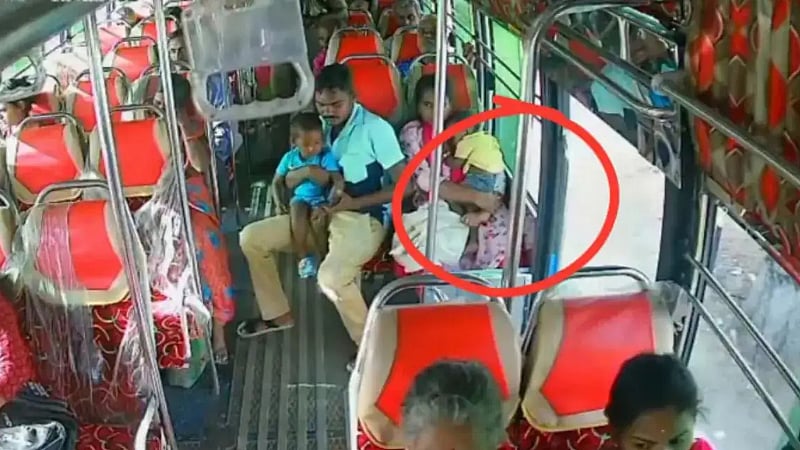 வேகமாக சென்ற பேருந்தில் சடன் பிரேக்.. தவறி விழுந்த ஒரு வயது குழந்தை.. பதைபதைக்கும் சிசிடிவி காட்சி.!