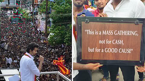 TVK leader Vijay Trichy election campaign photos