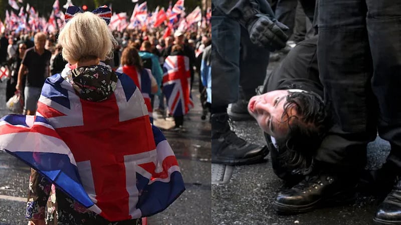 இங்கிலாந்து|குடியேற்றத்திற்கு எதிராக தீவிரமடையும் போராட்டம்.. ஒன்றரை லட்சம் பேர் பங்கேற்பு!