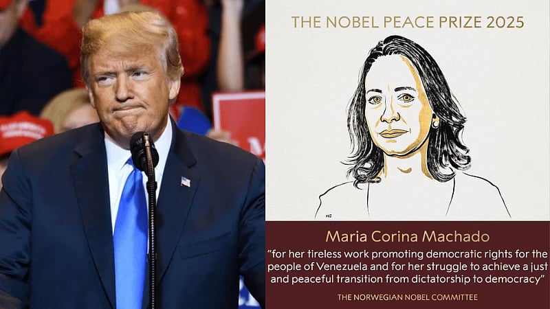 அமைதிக்கான நோபல் பரிசு... டிரம்புக்கு ஏமாற்றம்... மரியா கொரினா மச்சோடோ தேர்வு!